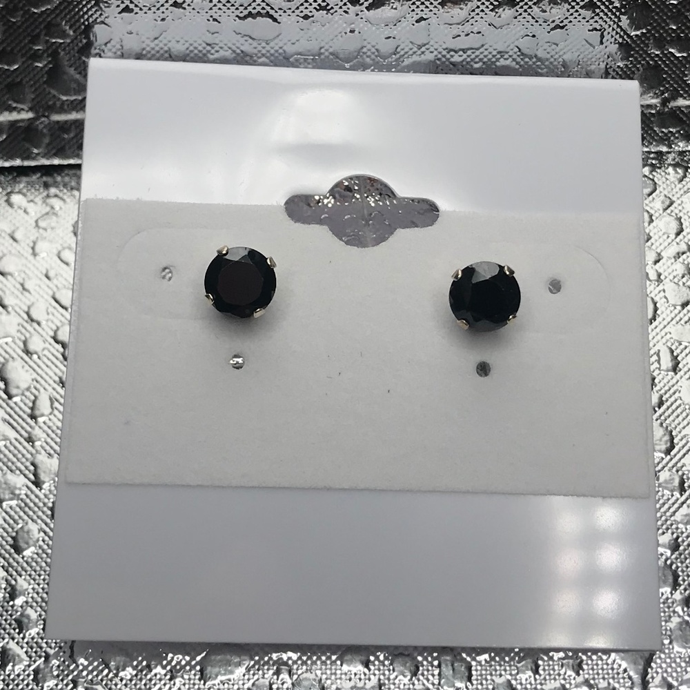 Round Black CZ Studs